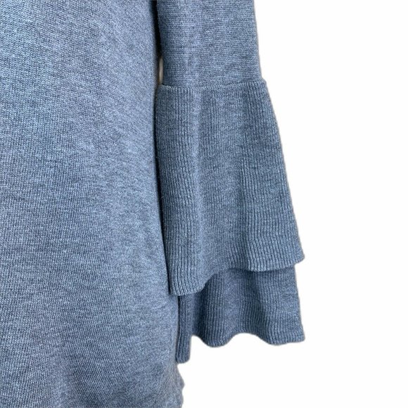 Kensie -  Stretch Crew Neck Ruffle Sweater - Picture 3 of 9